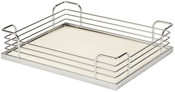 Tray Set, Arena, steel, chrome / white, 20 7/8" x 12" x 3 1/2" (1 set = 4 trays)