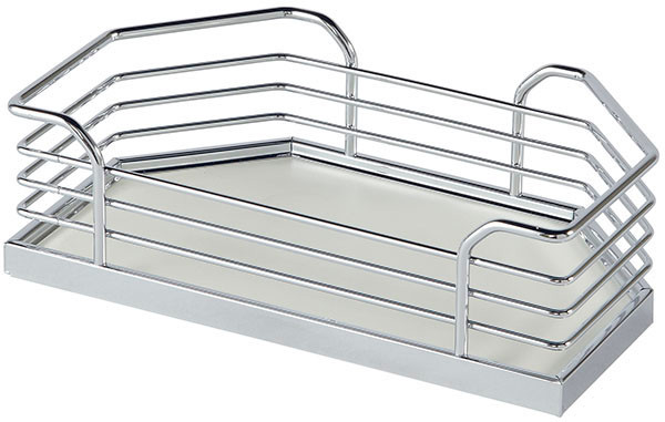 Tray Set, Arena, steel, chrome / white, 11 1/8" x 6 3/4" x 3 1/2" (1 set = 4 trays)