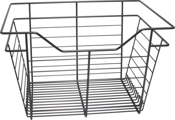 Closet Basket, steel, dark oil-rubbed bronze, 14" depth x 17" width x 11" height, with black 14" slides