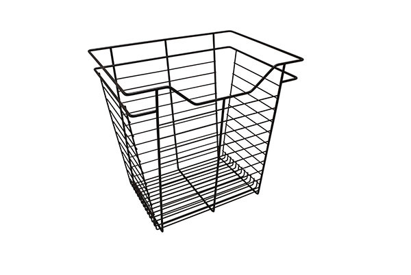 Closet Basket, steel, dark oil-rubbed bronze, 14" depth x 17" width x 17" height, with black 14" slides