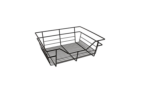 Closet Basket, steel, dark oil-rubbed bronze, 16" depth x 17" width x 6" height, with black 16" slides