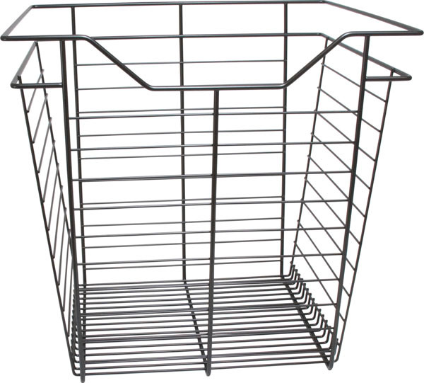 Closet Basket, steel, dark oil-rubbed bronze, 16" depth x 17" width x 17" height, with black 16" slides