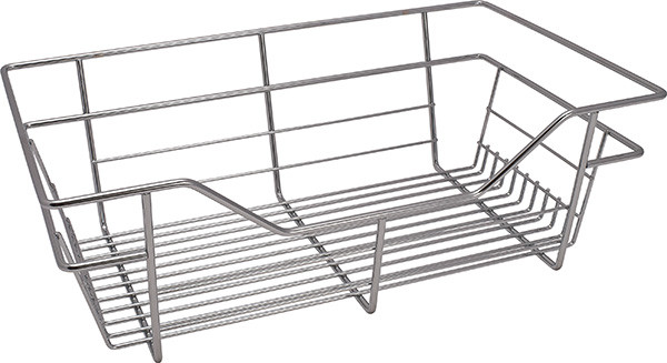 Closet Basket, steel, chrome, 12" depth x 17" width x 6" height, with zinc plated 12" slides