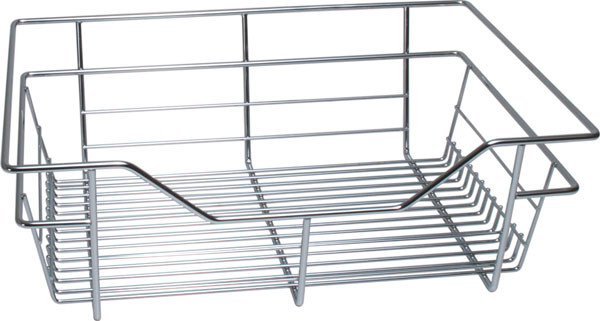 Closet Basket, steel, chrome, 14" depth x 17" width x 6" height, with zinc plated 14" slides