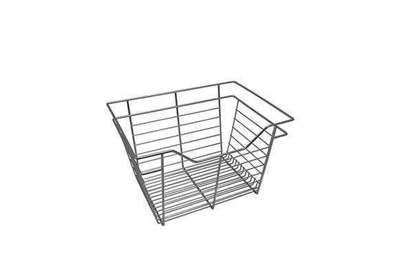 Closet Basket, steel, chrome, 14" depth x 17" width x 11" height, with zinc plated 14" slides