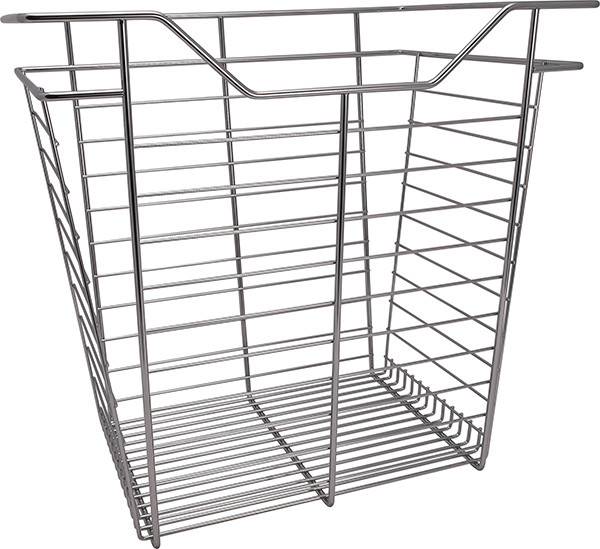Closet Basket, steel, chrome, 14" depth x 17" width x 17" height, with zinc plated 14" slides