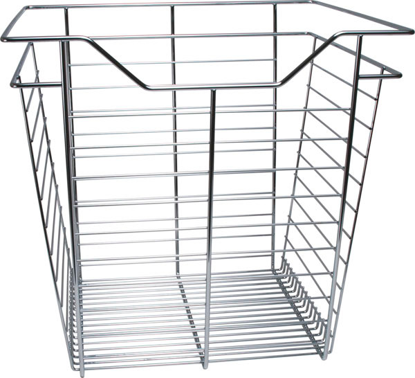 Closet Basket, steel, chrome, 16" depth x 17" width x 11" height, with zinc plated 16" slides