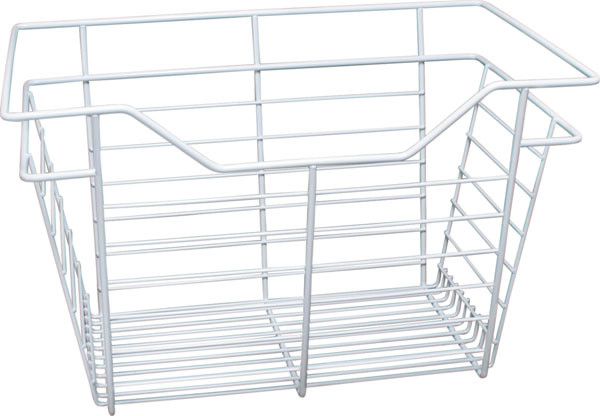 Closet Basket, steel, white, 12" depth x 17" width x 11" height, with white 12" slides