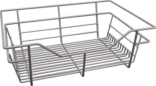 Closet Basket, steel, white, 14" depth x 17" width x 6" height, with white 14" slides