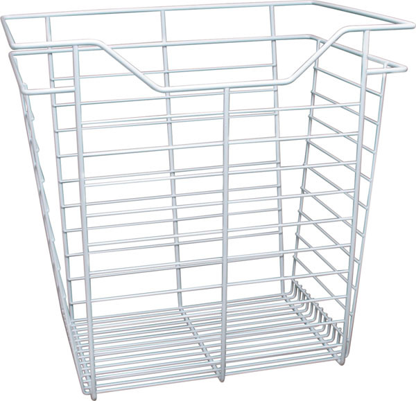 Closet Basket, steel, white, 14" depth x 17" width x 17" height, with white 14" slides