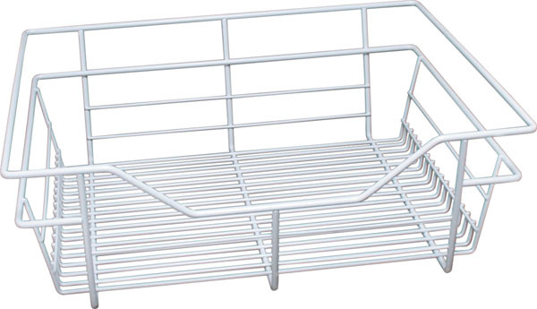 Closet Basket, steel, white, 16" depth x 17" width x 6" height, with white 16" slides