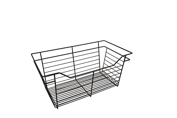 Closet Basket, steel, dark oil-rubbed bronze, 14" depth x 23" width x 11" height, with black 14" slides