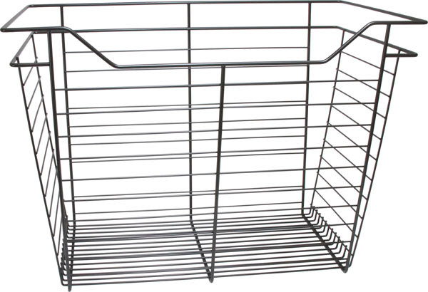 Closet Basket, steel, dark oil-rubbed bronze, 14" depth x 23" width x 17" height, with black 14" slides