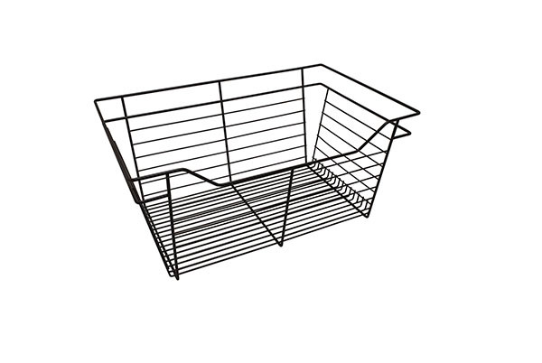 Closet Basket, steel, dark oil-rubbed bronze, 16" depth x 23" width x 11" height, with black 16" slides