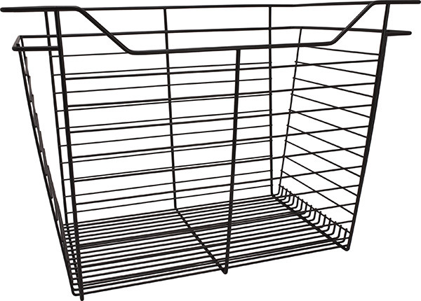 Closet Basket, steel, dark oil-rubbed bronze, 16" depth x 23" width x 17" height, with black 16" slides