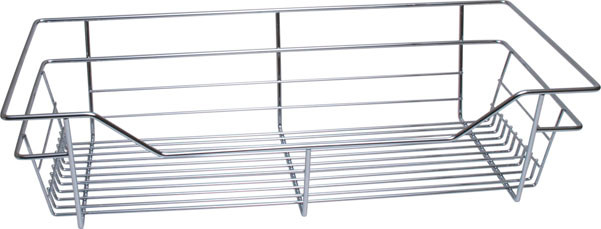 Closet Basket, steel, chrome, 12" depth x 23" width x 6" height, with zinc plated 12" slides
