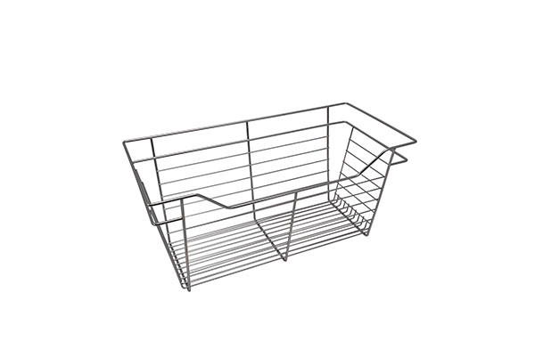 Closet Basket, steel, chrome, 12" depth x 23" width x 11" height, with zinc plated 12" slides