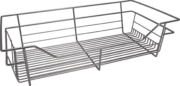 Closet Basket, steel, chrome, 14" depth x 23" width x 6" height, with zinc plated 14" slides