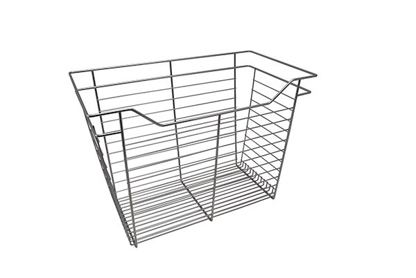 Closet Basket, steel, chrome, 14" depth x 23" width x 17" height, with zinc plated 14" slides