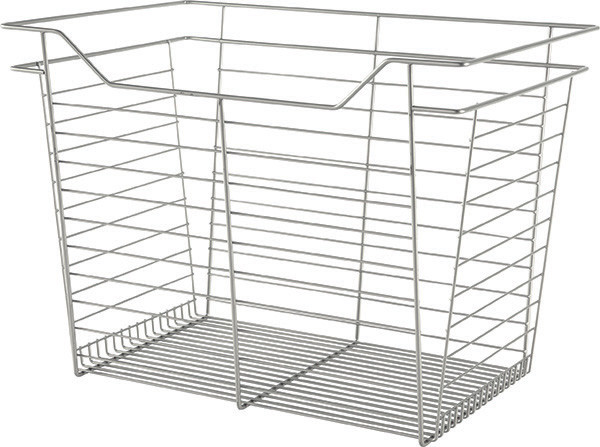Closet Basket, steel, matt nickel, 16" depth x 23" width x 17" height, with nickel plated 16" slides