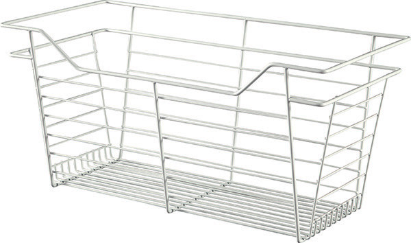 Closet Basket, steel, white, 12" depth x 23" width x 11" height, with white 12" slides