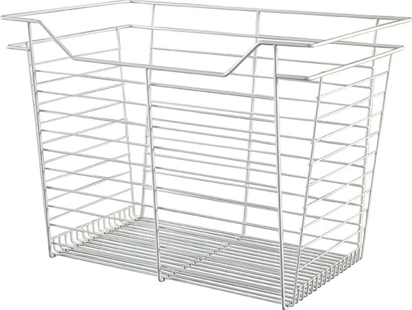 Closet Basket, steel, white, 16" depth x 23" width x 17" height, with white 16" slides