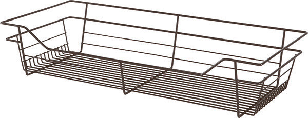 Closet Basket, steel, dark oil-rubbed bronze, 14" depth x 29" width x 6" height, with black 14" slides