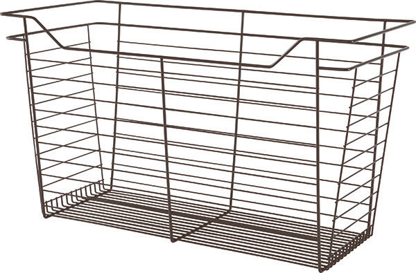 Closet Basket, steel, dark oil-rubbed bronze, 14" depth x 29" width x 17" height, with black 14" slides