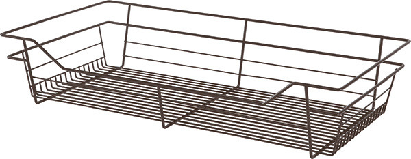 Closet Basket, steel, dark oil-rubbed bronze, 16" depth x 29" width x 6" height, with black 16" slides
