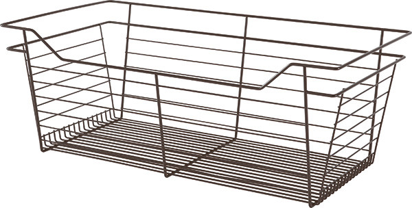 Closet Basket, steel, dark oil-rubbed bronze, 16" depth x 29" width x 11" height, with black 16" slides
