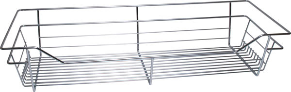Closet Basket, steel, chrome, 12" depth x 29" width x 6" height, with zinc plated 12" slides