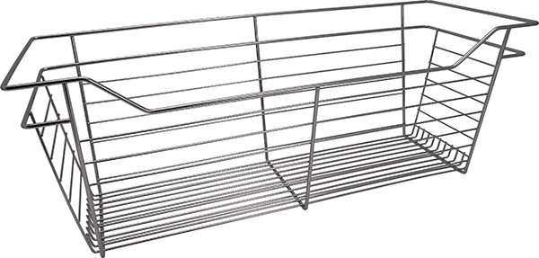 Closet Basket, steel, chrome, 12" depth x 29" width x 11" height, with zinc plated 12" slides