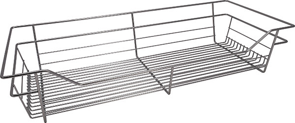 Closet Basket, steel, chrome, 14" depth x 29" width x 6" height, with zinc plated 14" slides