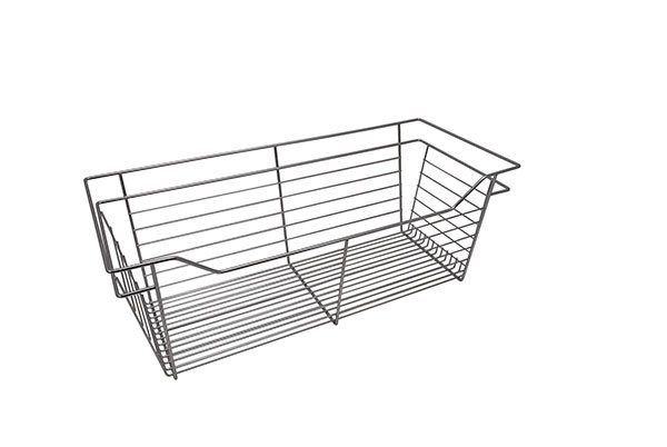 Closet Basket, steel, chrome, 14" depth x 29" width x 11" height, with zinc plated 14" slides