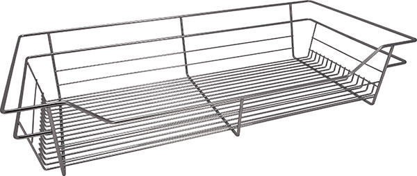 Closet Basket, steel, chrome, 16" depth x 29" width x 6" height, with zinc plated 16" slides