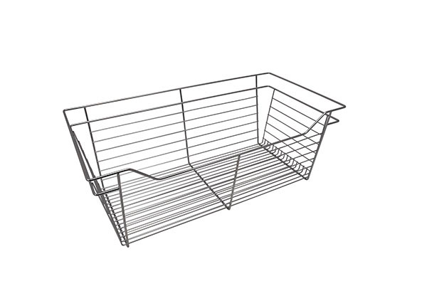 Closet Basket, steel, chrome, 16" depth x 29" width x 11" height, with zinc plated 16" slides