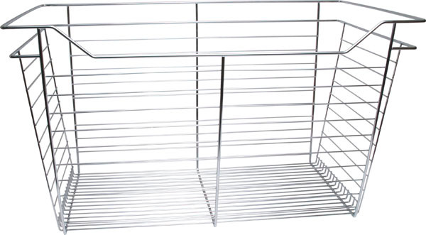Closet Basket, steel, chrome, 16" depth x 29" width x 17" height, with zinc plated 16" slides