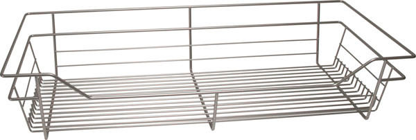 Closet Basket, steel, matt nickel, 14" depth x 29" width x 6" height, with nickle plated 14" slides