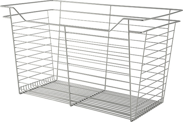 Closet Basket, steel, matt nickel, 16" depth x 29" width x 17" height, with nickle plated 16" slides
