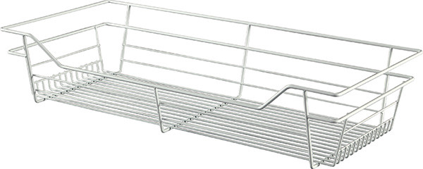 Closet Basket, steel, white, 14" depth x 29" width x 6" height, with white 14" slides