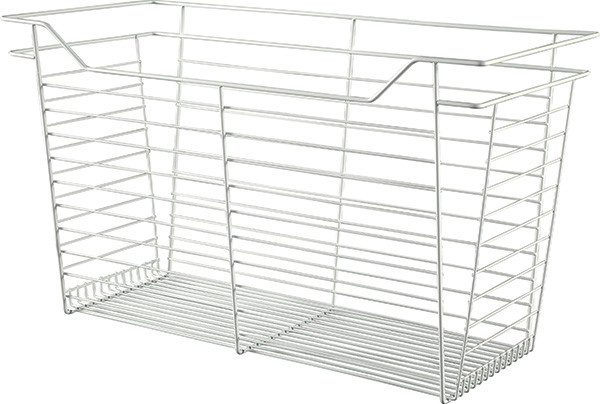 Closet Basket, steel, white, 14" depth x 29" width x 17" height, with white 14" slides