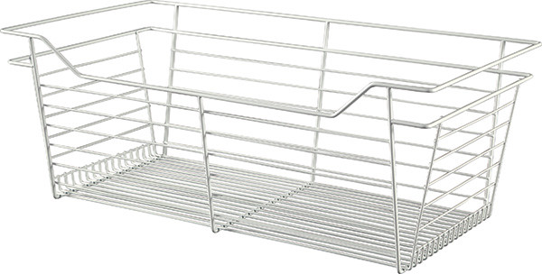 Closet Basket, steel, white, 16" depth x 29" width x 11" height, with white 16" slides