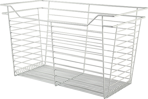 Closet Basket, steel, white, 16" depth x 29" width x 17" height, with white 16" slides