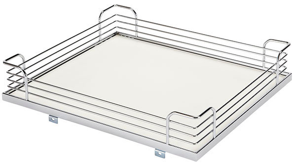 Tray Set Arena for Magic Corner Two, version 3, steel, white/chrome, 390x470x88 (front basket), 390x470x102 (back basket)