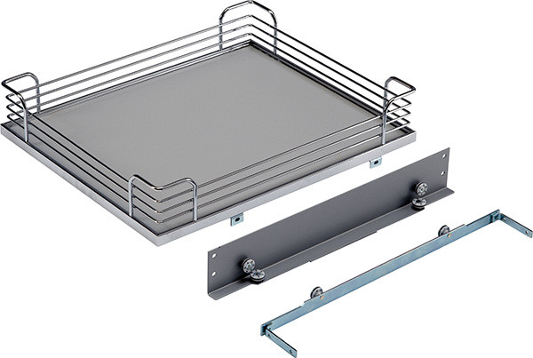 Tray Set Arena for Magic Corner Two, version 3, steel, gray/chrome, 390x470x88 (front basket), 390x470x102 (back basket)