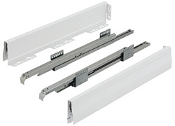 Moovit Drawer Profile and Slide, steel, zinc plated, metallic white, frame height=92mm, length=350mm