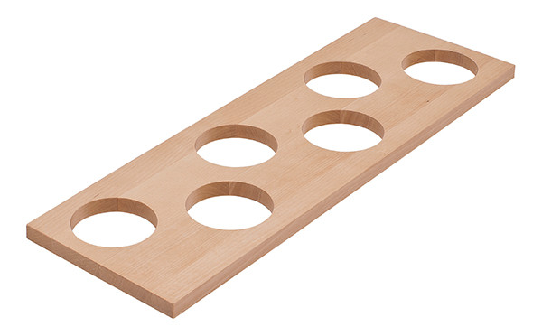 Fineline Container Holder, birch, 6 holes, 423.5 x 137.5 x 12mm