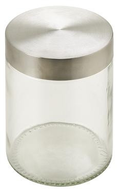 Fineline Storage Container, glass, stainless steel lid, diameter=112mm 4 7/16"