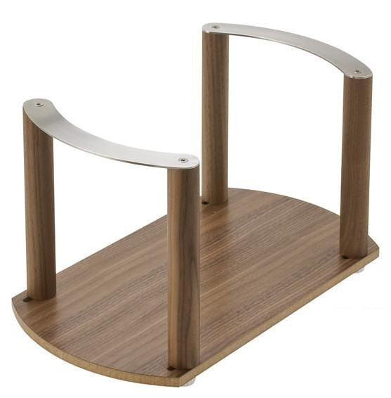Fineline Plate Holder, walnut, with stainless steel handle, 340 x 180 x 180mm