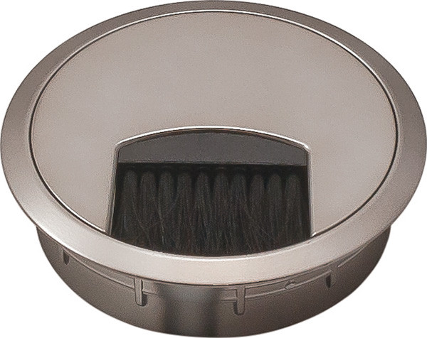 Cable Grommet, two-piece, with brush, plastic, stainless steel, 80mm